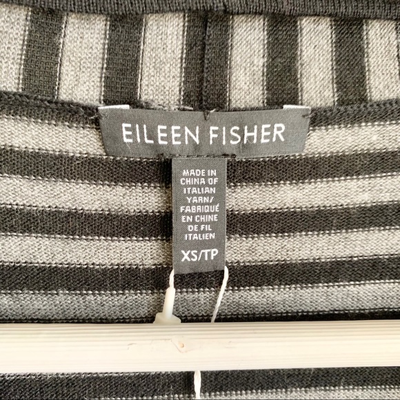 NWT EILEEN FISHER Striped Wool Open Cardigan - Picture 5 of 7